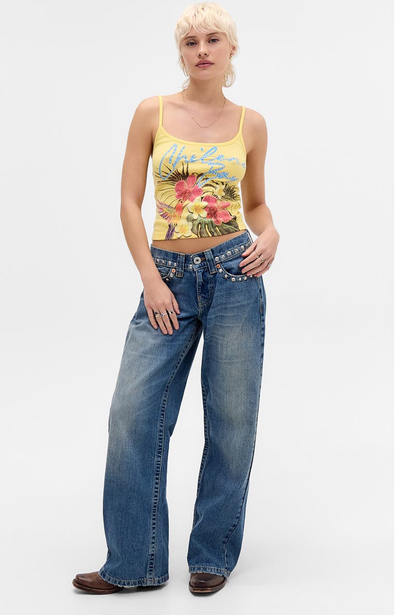 BDG Urban Outfitters Chileno Bay Graphic Floral Camisole, Alternate, color, Yellow