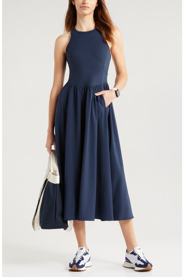 zella effortless square neck midi dress Zella Effortless Square Neck Midi Dress in Pink