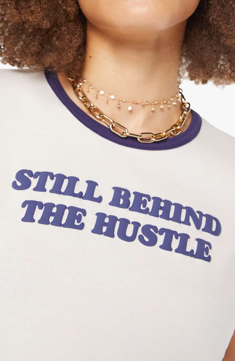 MOTHER The Itty Bitty Cotton Graphic Baby Tee, Alternate, color, Still Behind The Hustle