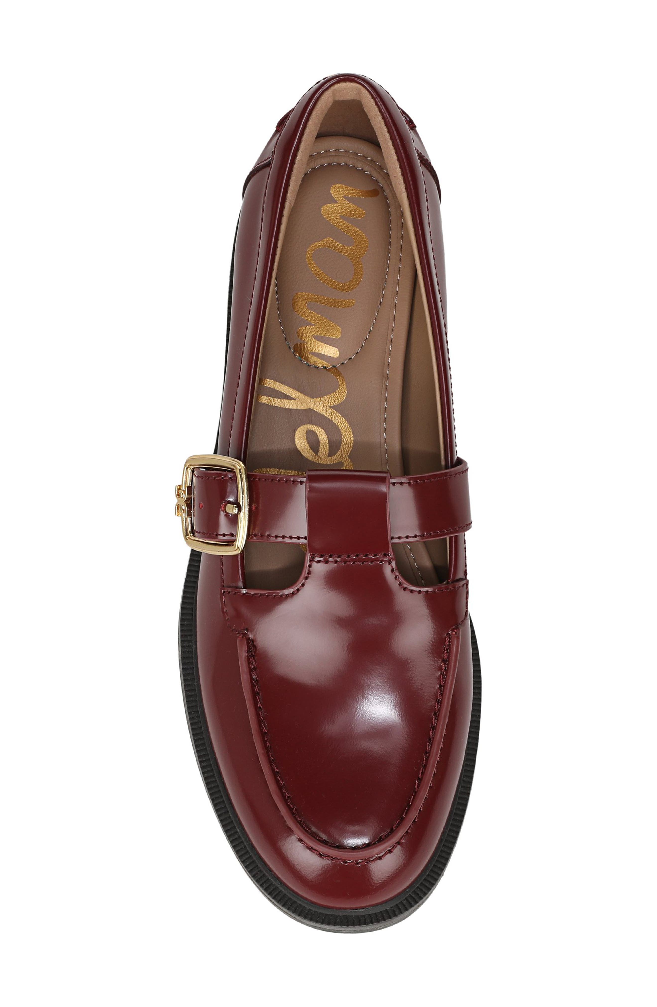 Elaina T-Strap Flat, Alternate, color, FRENCH MERLOT