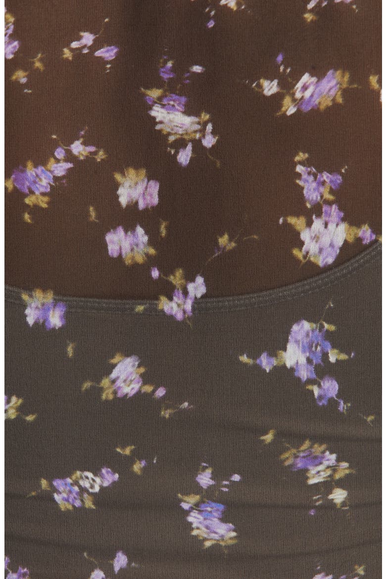 Floral Print Sheer Silk Blouse, Alternate, color, BLACK