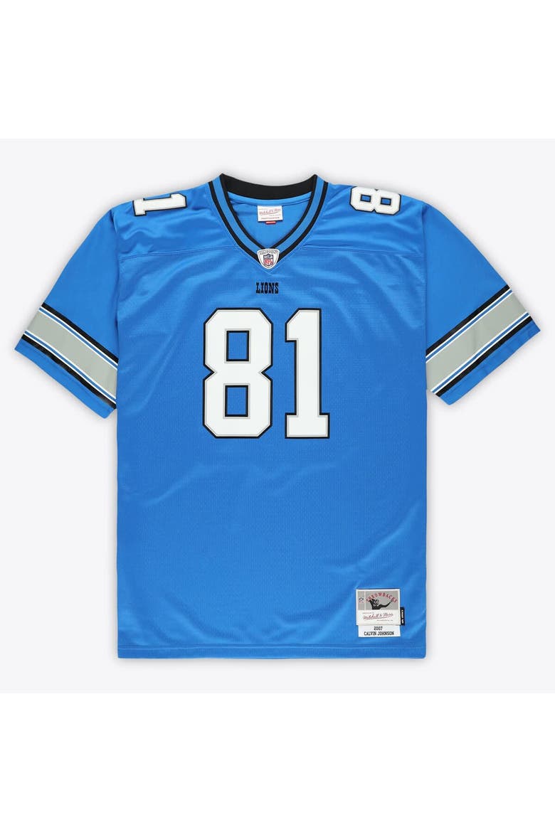 Men's Mitchell & Ness Calvin Johnson Blue Detroit Lions Big & Tall 2007 Legacy Retired Player Jersey, Main, color, Blue