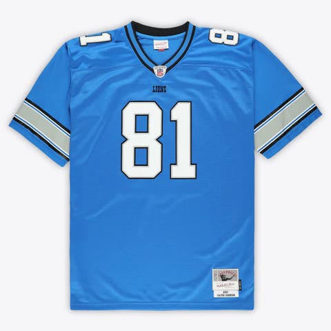 Men's Mitchell & Ness Calvin Johnson Blue Detroit Lions Big & Tall 2007 Legacy Retired Player Jersey