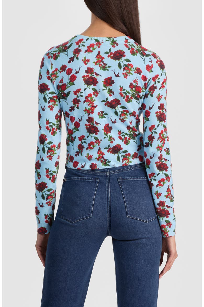 Carson Floral Print Cardigan, Alternate, color, AMERICAN BEAUTY CAROLINA BLUE