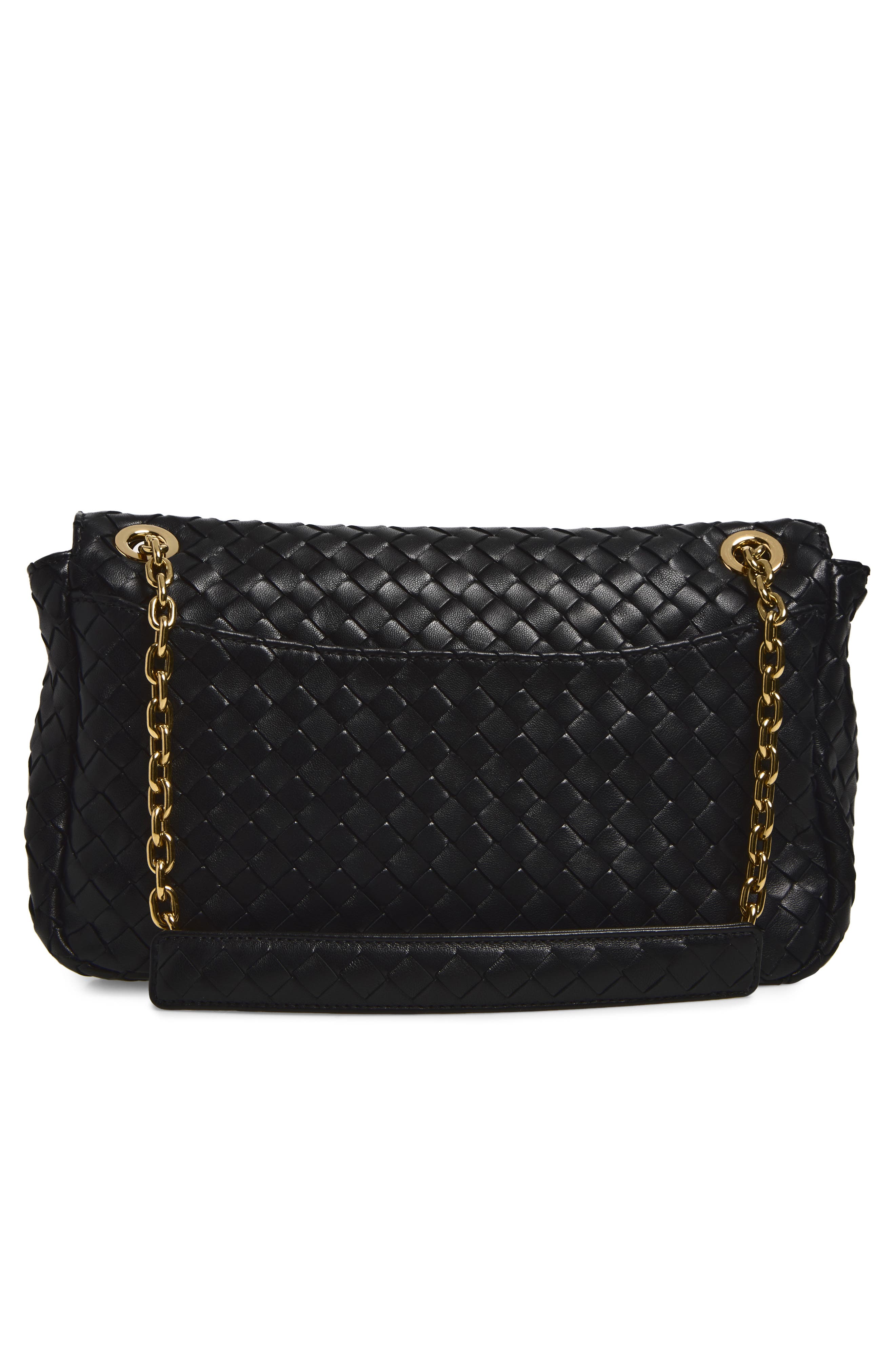 Small Madison Intrecciato Leather Shoulder Bag, Alternate, color, 1019 BLACK-M BRASS