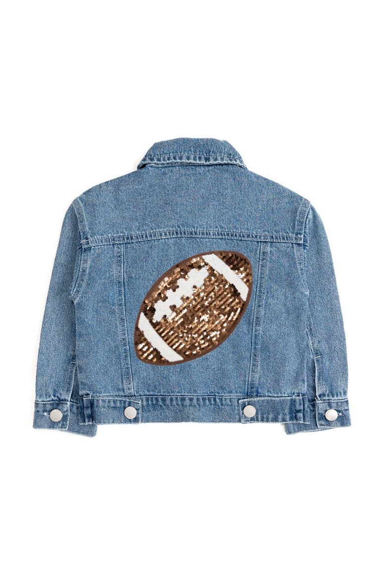 Game Day Football Sequin Patch Denim Jacket, Main, color, Denim