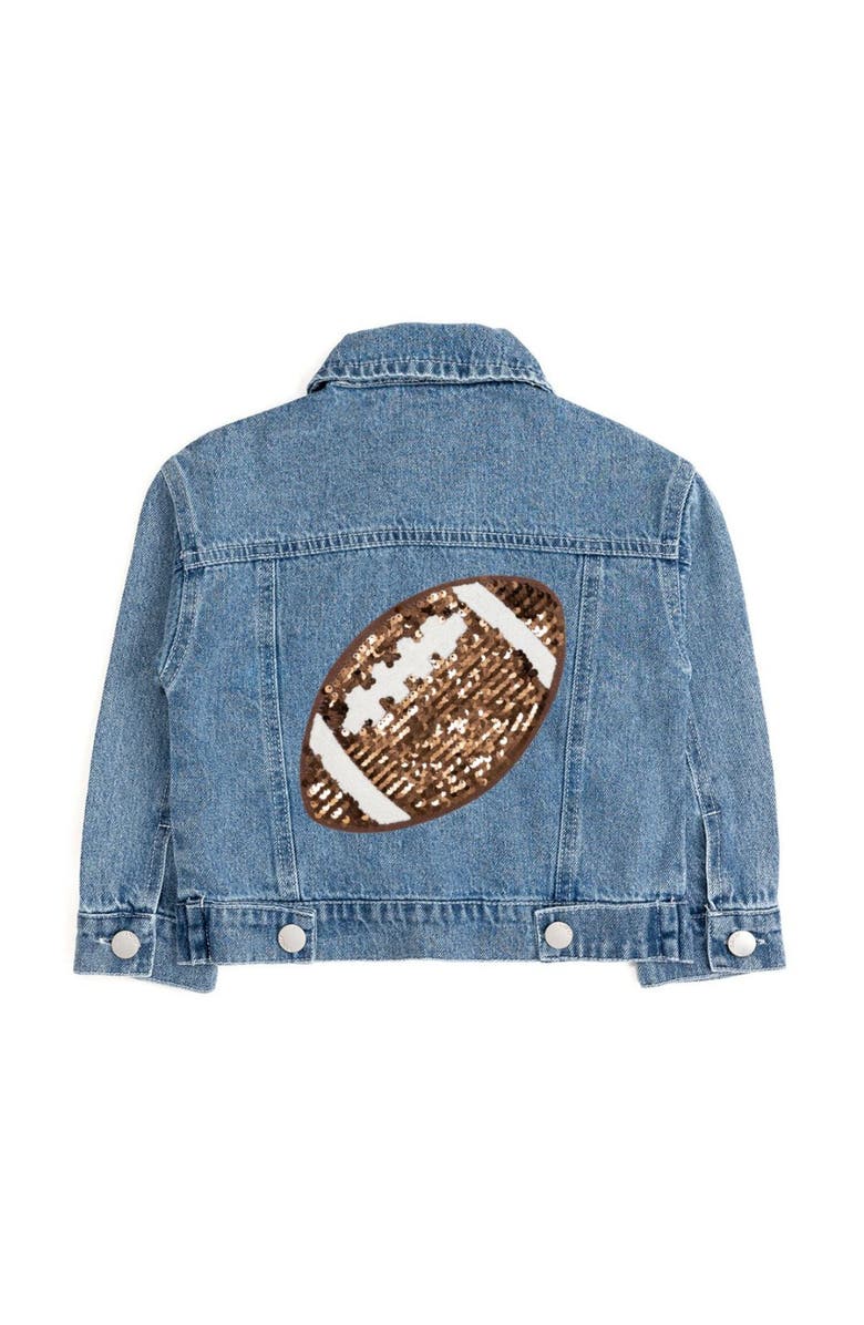Sweet Wink Game Day Football Sequin Patch Denim Jacket, Main, color, 