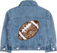 Sweet Wink Game Day Football Sequin Patch Denim Jacket