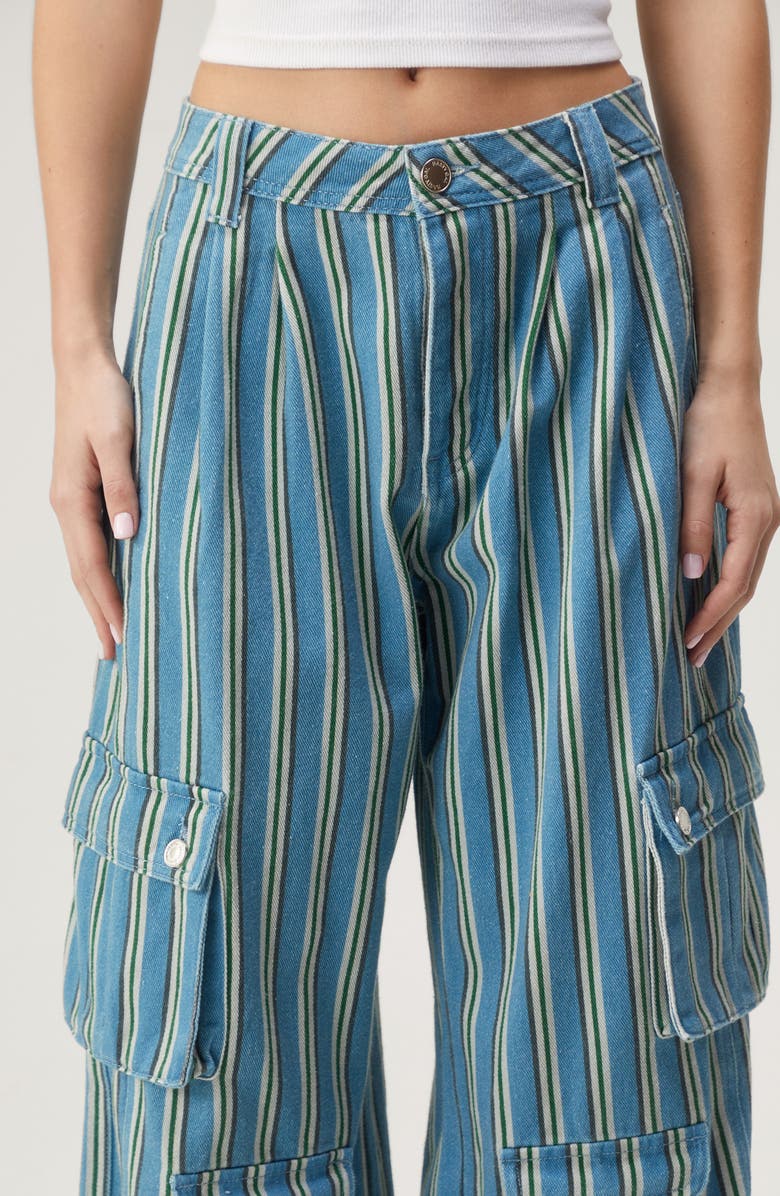 NASTY GAL Stripe Wide Leg Cargo Pants, Alternate, color,