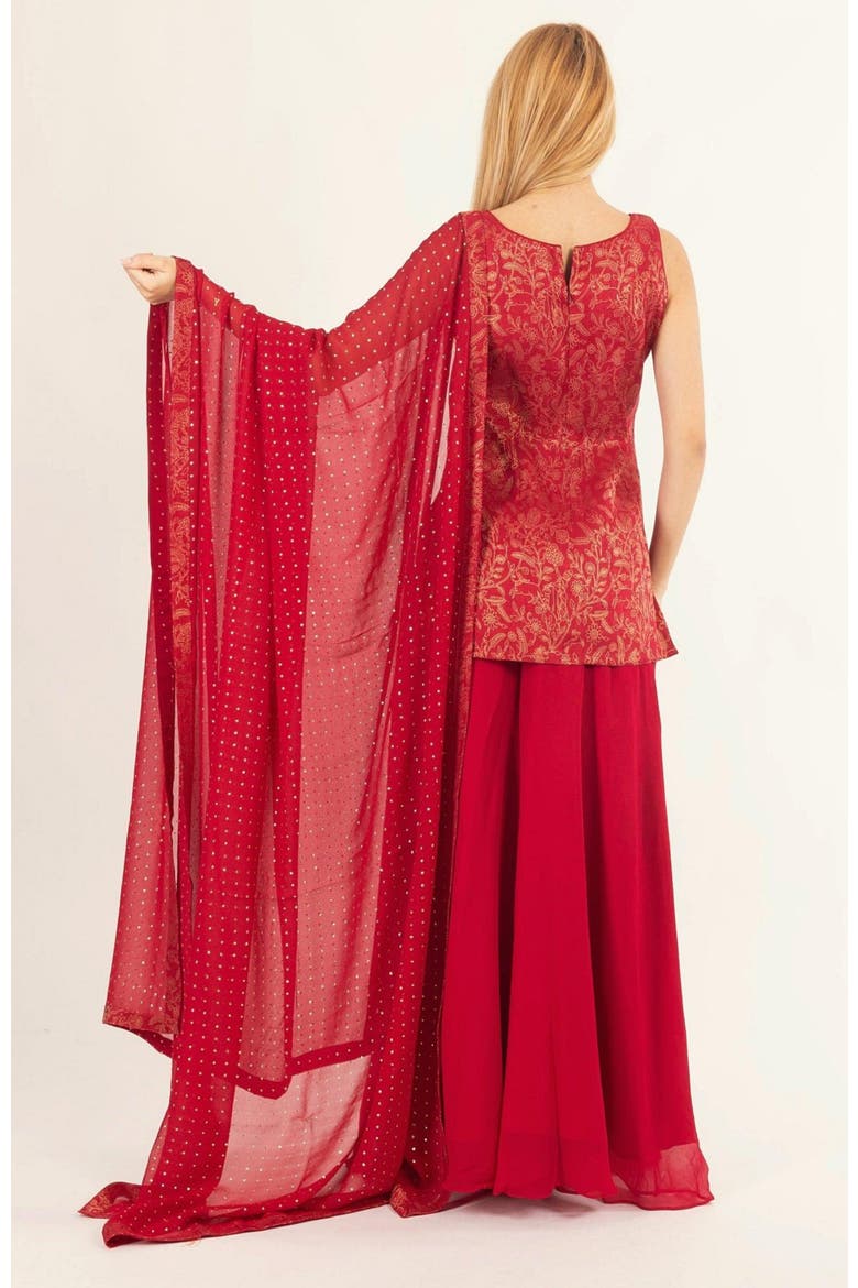 Rosavelle Jacquard Salwar Kameez, Alternate, color, Red