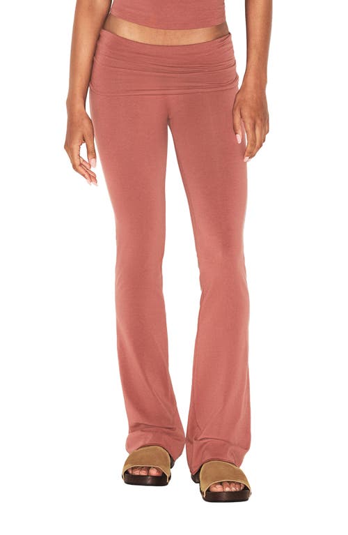 Skims Stretch Cotton Jersey Foldover Pants In Pink