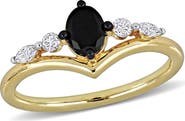 Julianna B. Black & White Diamond Oval Chevron Ring 14k