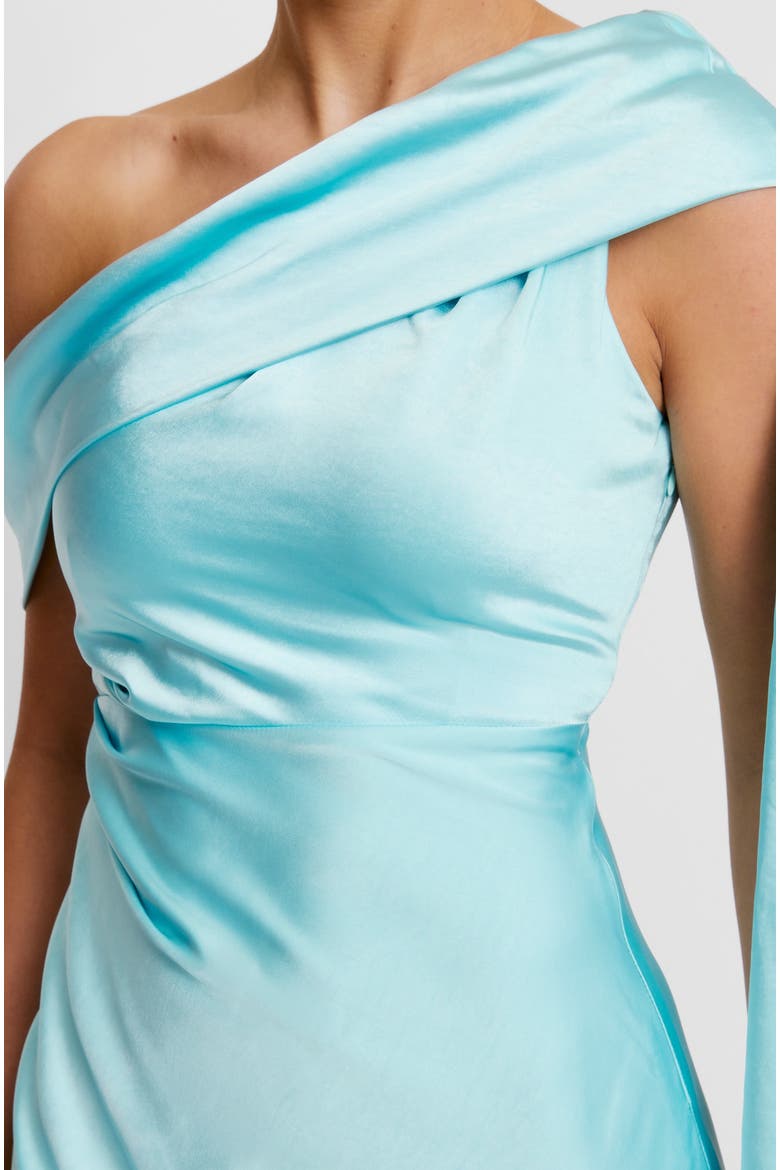 Drape One Shoulder Bridesmaid Dress, Alternate, color, Turquoise