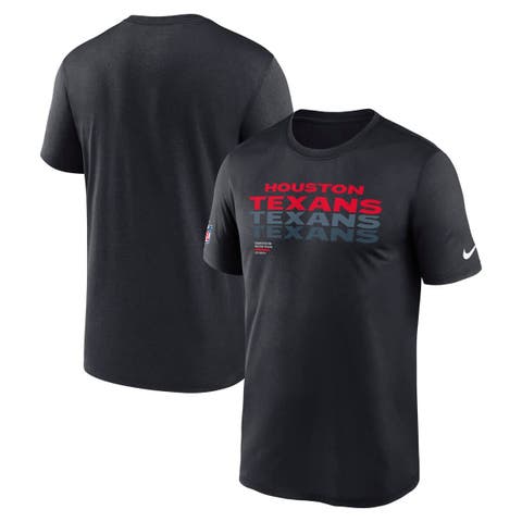 Men's Nike Navy Houston Texans Wordmark Block Sideline Legend Performance T-Shirt
