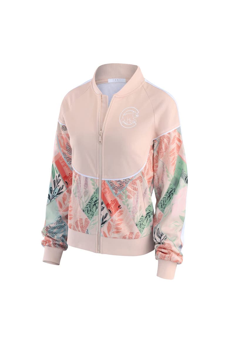 Women's WEAR by Erin Andrews  Sand Chicago Cubs Raglan Full-Zip Track Jacket, Alternate, color, Sand