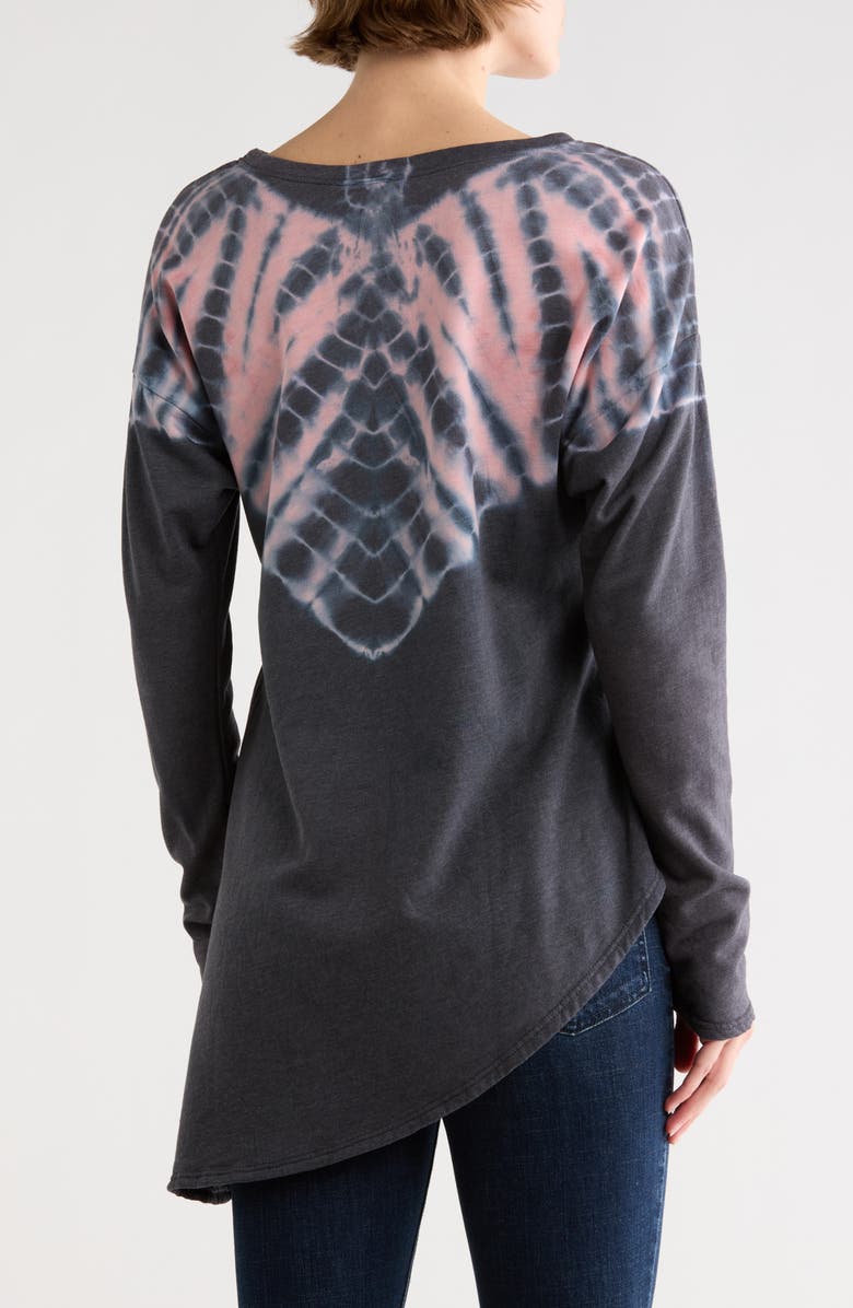 GO COUTURE Tie Dye Asymmetrical High-Low Hem Sweater, Alternate, color, Charcoal Print 4