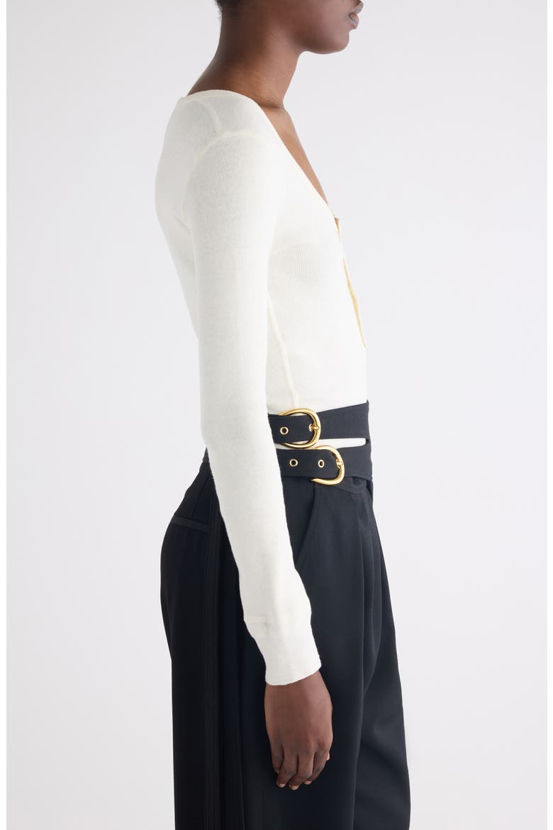 Scoop Neck Cotton Rib Henley, Alternate, color, ICONIC MILK