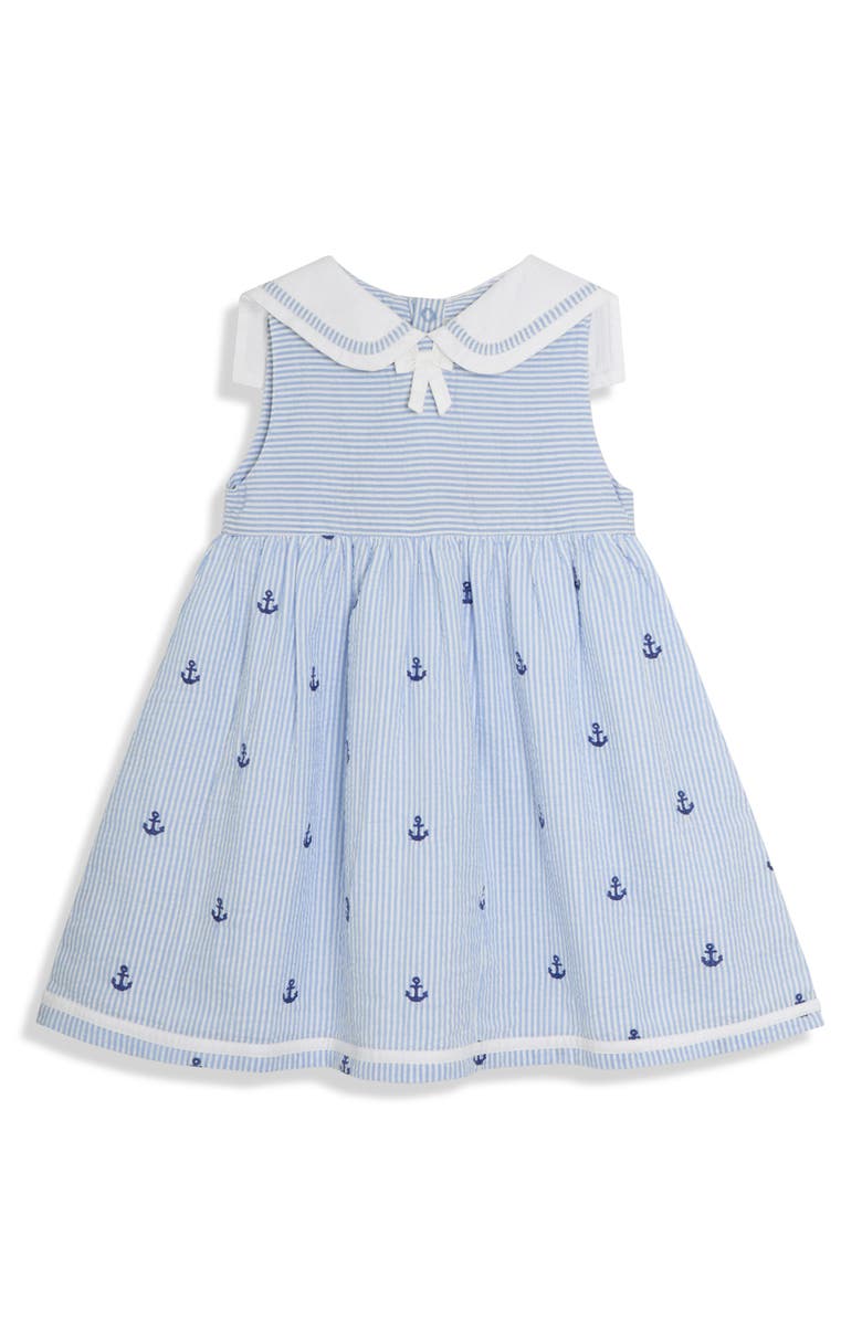 JOJO MAMAN BEBE Nautical Embroidered Romper & Hat Set, Alternate, color, Blue