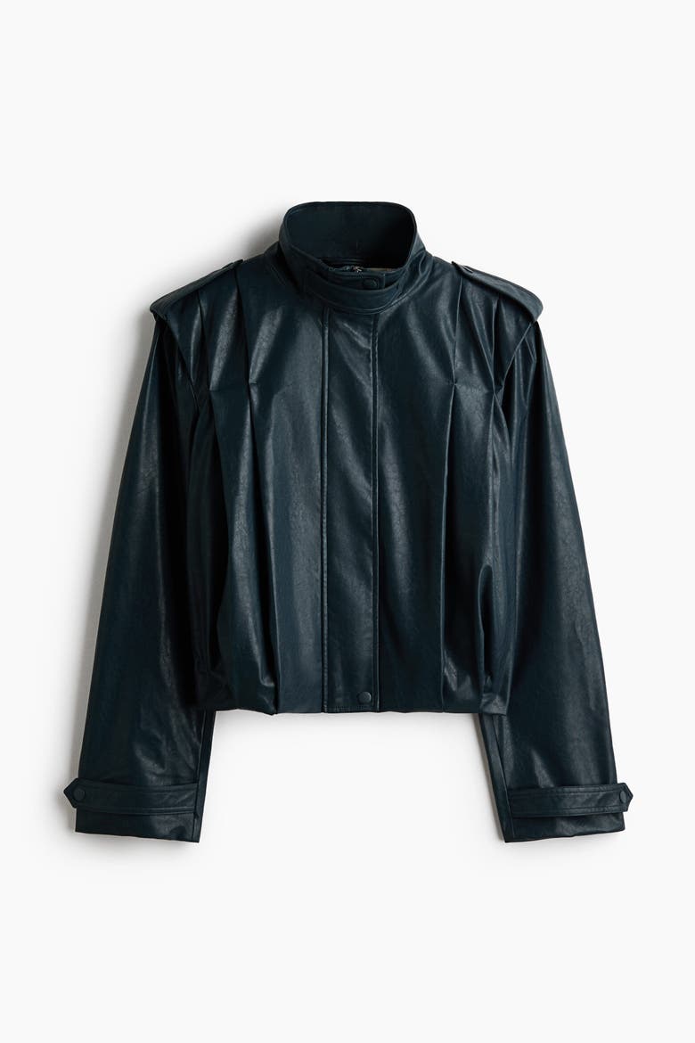 Oversized Funnel-collar Jacket, Alternate, color, Dark turquoise