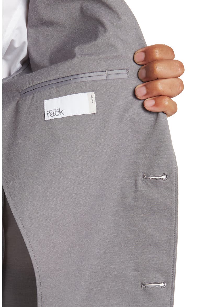 Two Button Notch Lapel Trim Fit Suit, Alternate, color, GREY HEATHER