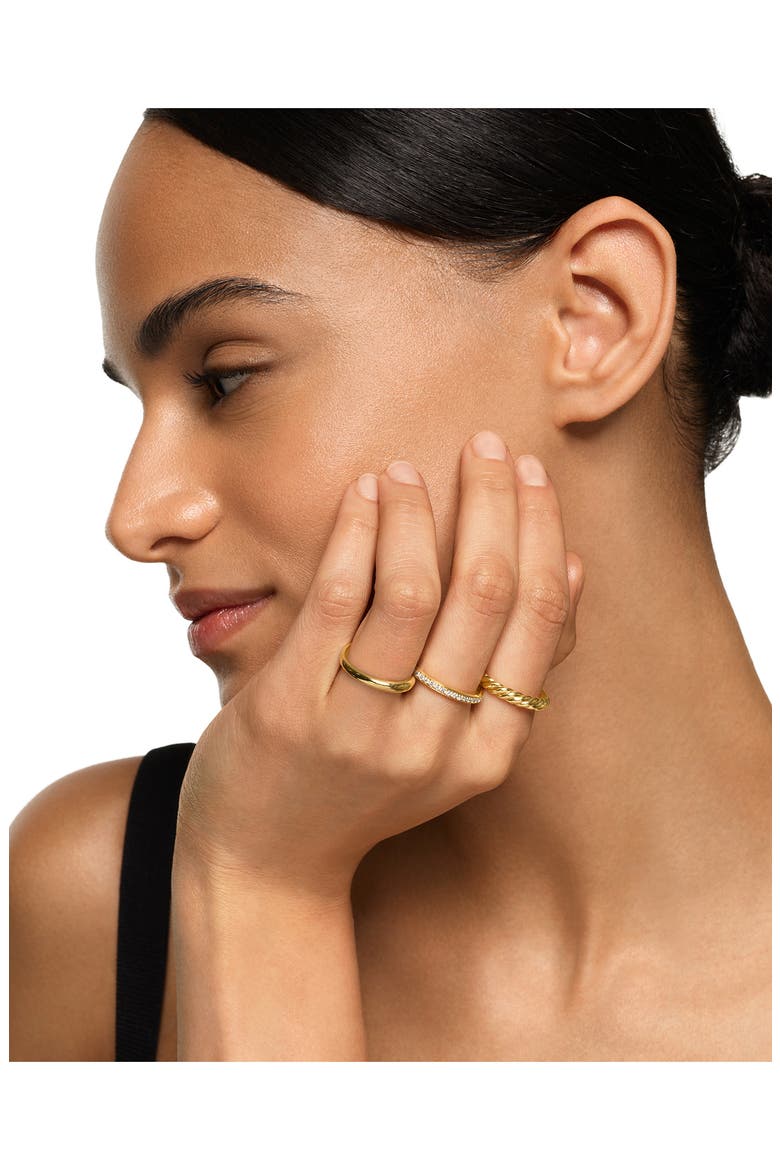 DY Mercer® Three Row Ring in 18K Yellow Gold with Diamonds, 8.9mm, Alternate, color, DIAMOND/ GOLD