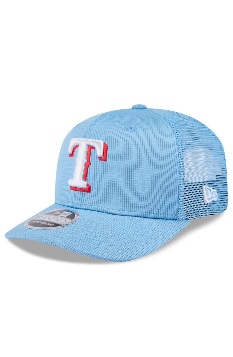 New Era Men's New Era  Light Blue Texas Rangers 2025 Spring Training 9SEVENTY Stretch-Snap Trucker Hat, Main, color, 