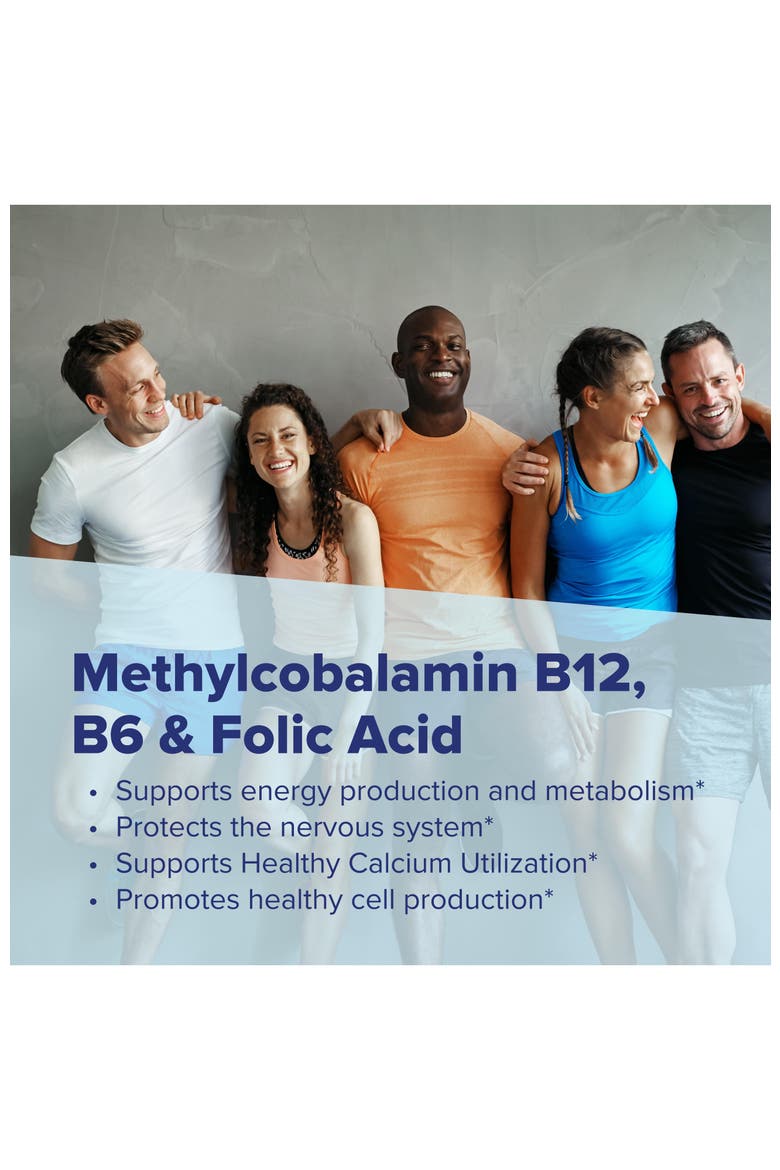 No Shot Vitamin B12 Methylcobalamin Energy Support MicroLingual Tablets, Alternate, color, White