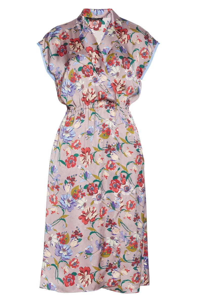 Smythe Floral Print Faux Wrap Midi Dress, Alternate, color, 