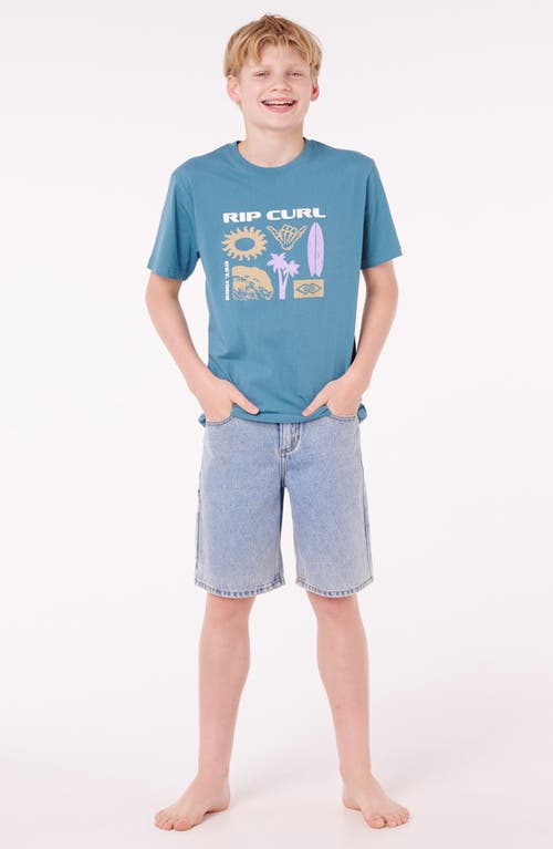 Rip Curl Kids' Island Paradiso Logo Cotton T-shirt In Blue