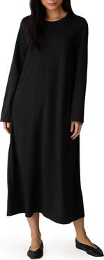Eileen Fisher Crewneck Long Sleeve Midi Dress
