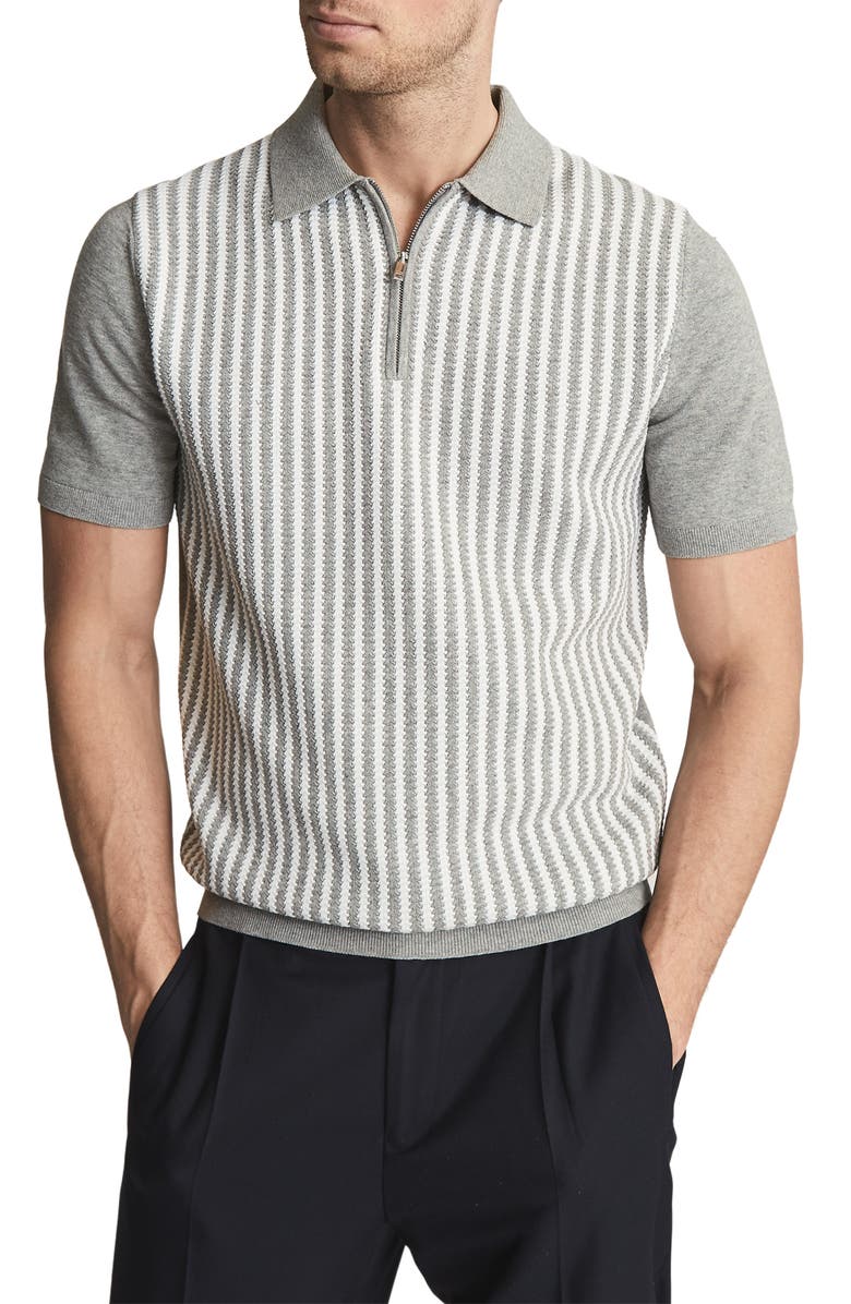Reiss Clifford Zip Neck Polo, Main, color, 