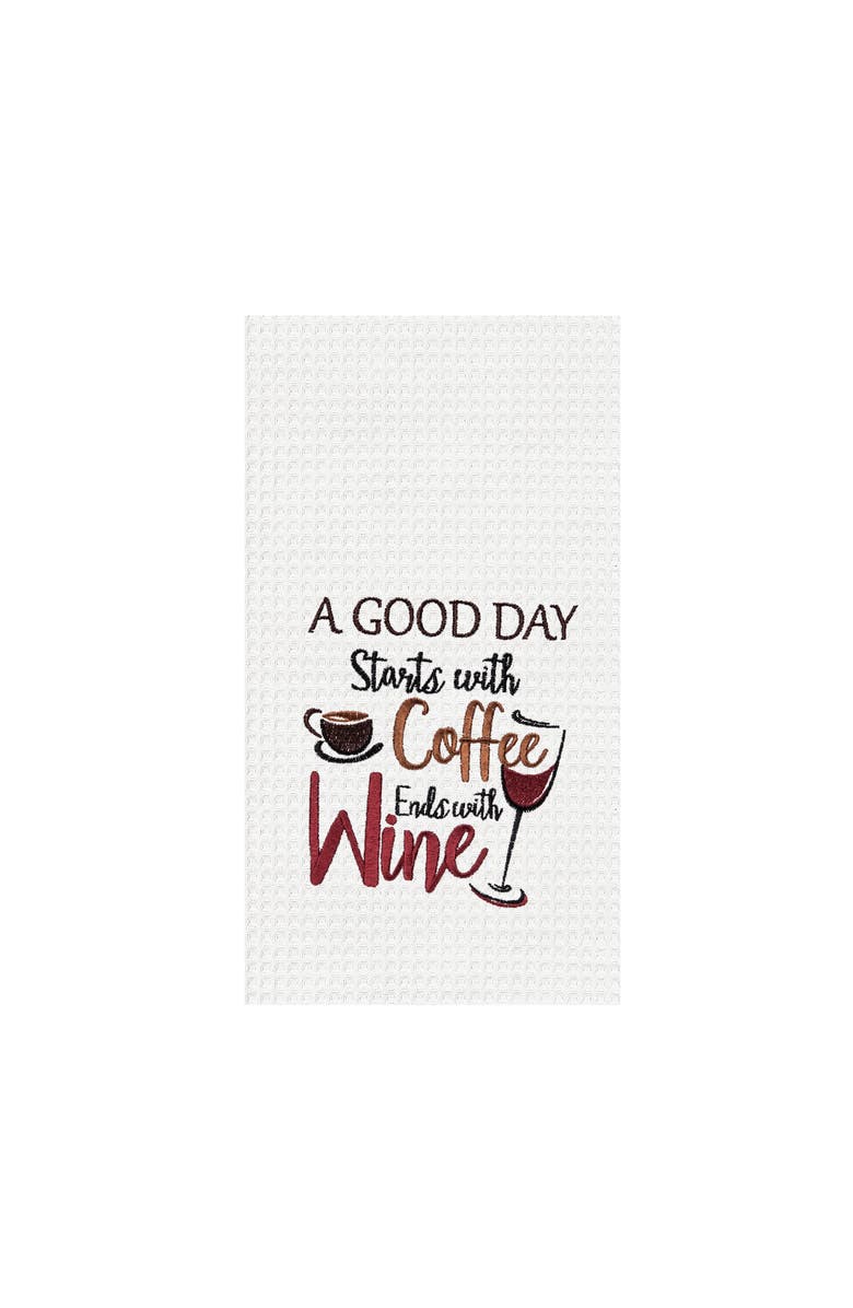 C&F Home "Good Day Starts With Coffee" Waffle Weave Dishtowel, Main, color, Red