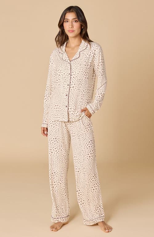 Softies Aria Slim Notch Collar Pj Set In Neutral