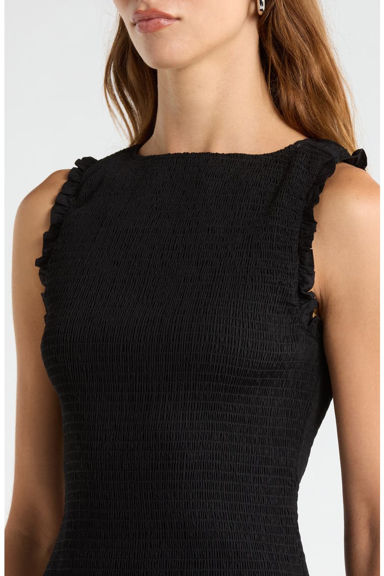 Esme Smocked Poplin Minidress, Alternate, color, BLACK