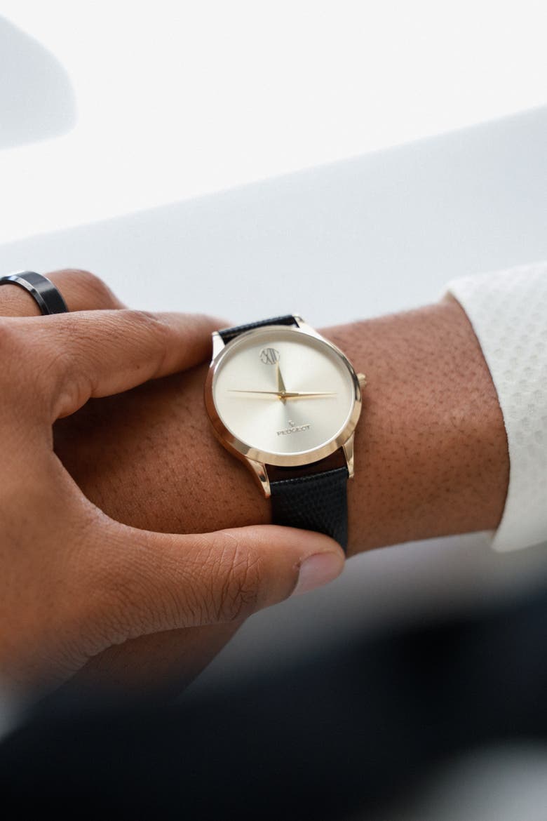 Minimalist Wafer Slim Round Watch- 40MM, Alternate, color, Champagne