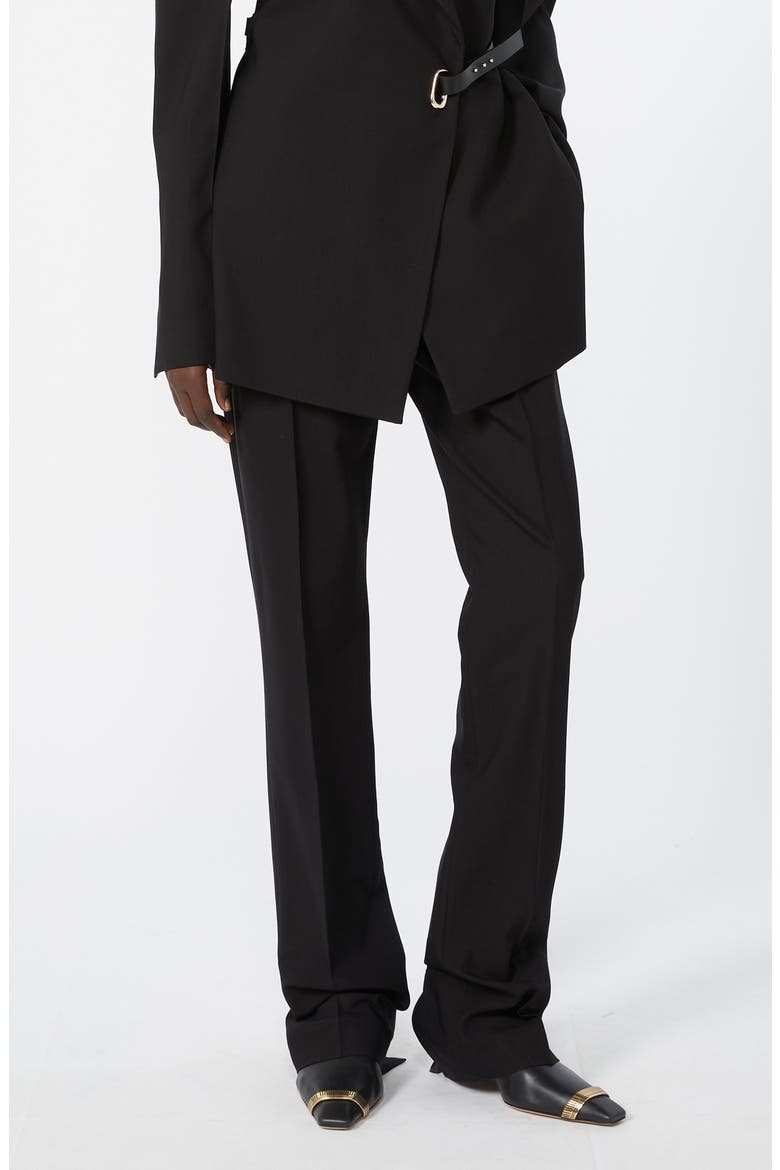 Zip Cuff Stretch Twill Straight Leg Pants, Alternate, color, BLACK