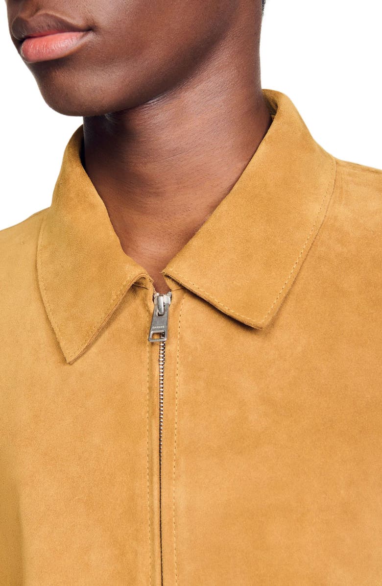 SANDRO Split leather jacket, Alternate, color, Camel
