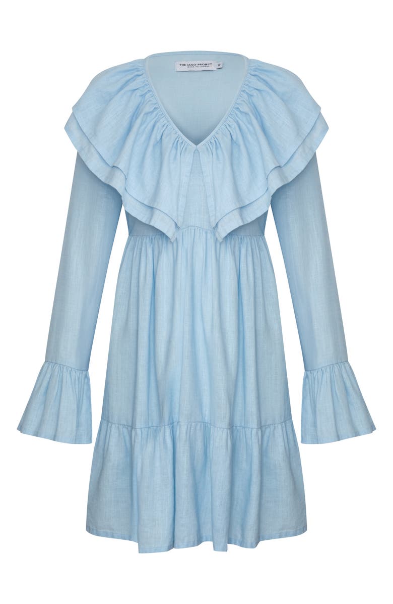 The Lulo Project Wings of the West Floral Long Sleeve Stretch Cotton Dress, Alternate, color, Baby Blue