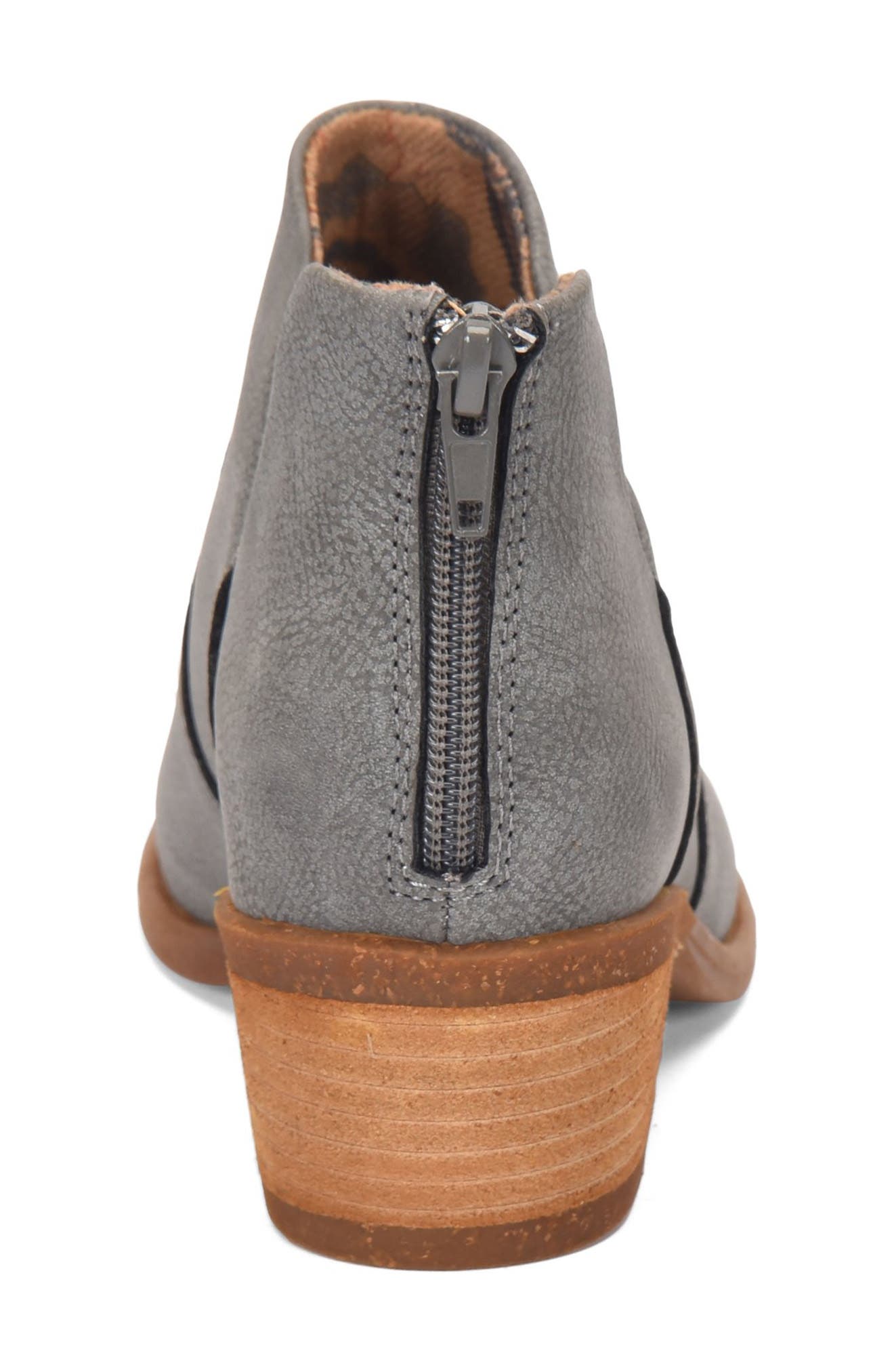 B O C by Born Lucy Notched Topline Block Heel Bootie, Alternate, color, LIGHT GREY NUBUCK