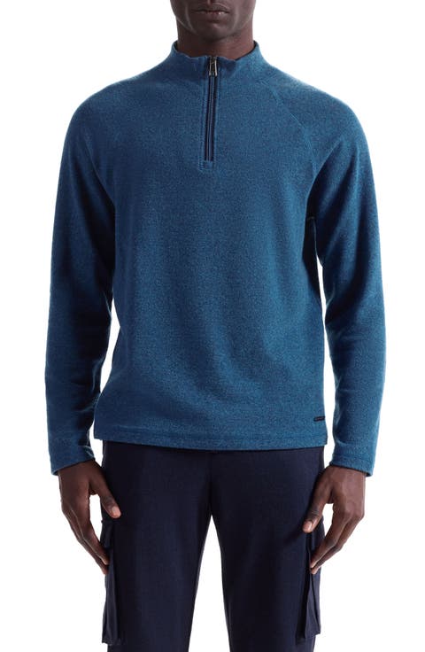 Brushed Cotton Blend Quarter Zip Pullover