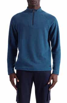 Bugatchi Brushed Cotton Blend Quarter Zip Pullover