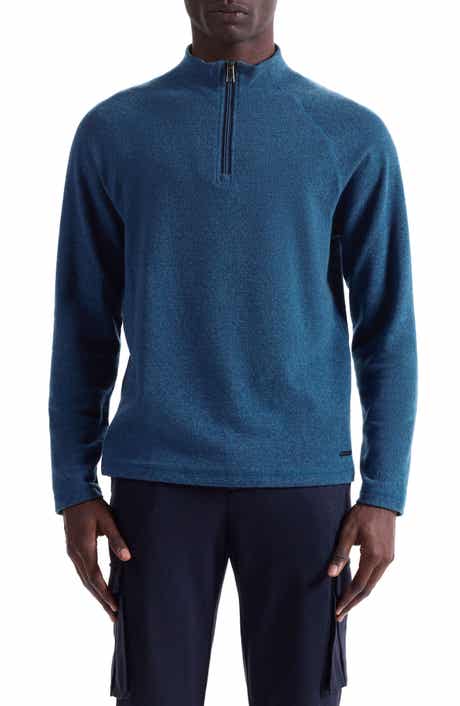 Bugatchi Brushed Cotton Blend Quarter Zip Pullover