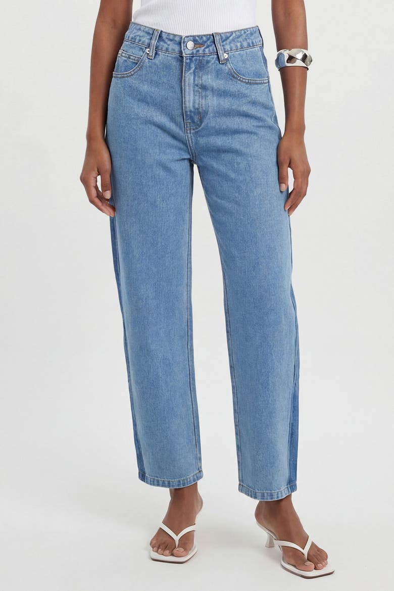 Barrel Leg Jeans, Main, color, Mid Blue