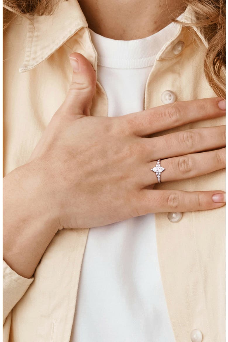 Sterling Silver Created Moissanite Ring, Alternate, color, SILVER