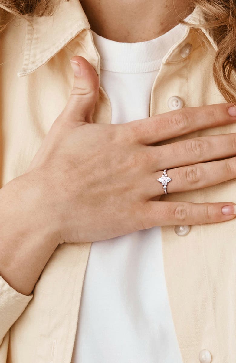 DELMAR Sterling Silver Created Moissanite Ring, Alternate, color, Silver