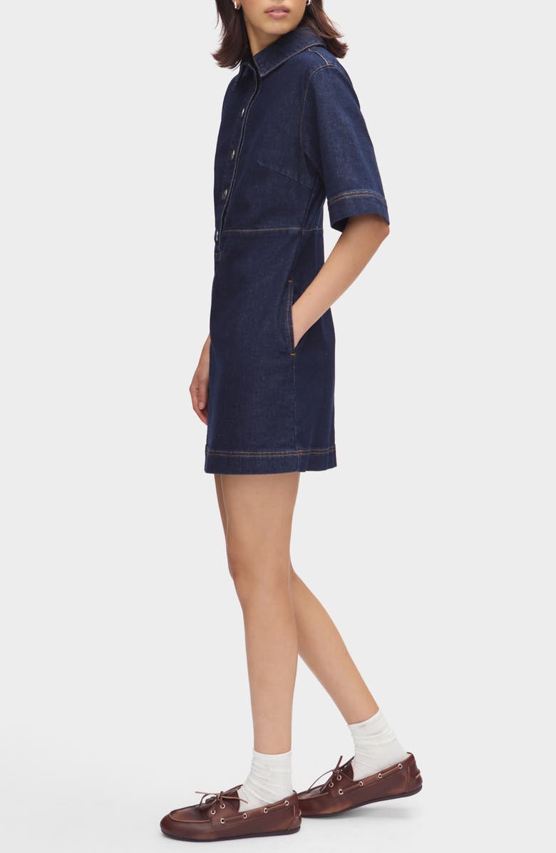 ALIGNE Amber Denim Mini Shirtdress, Alternate, color, Indigo