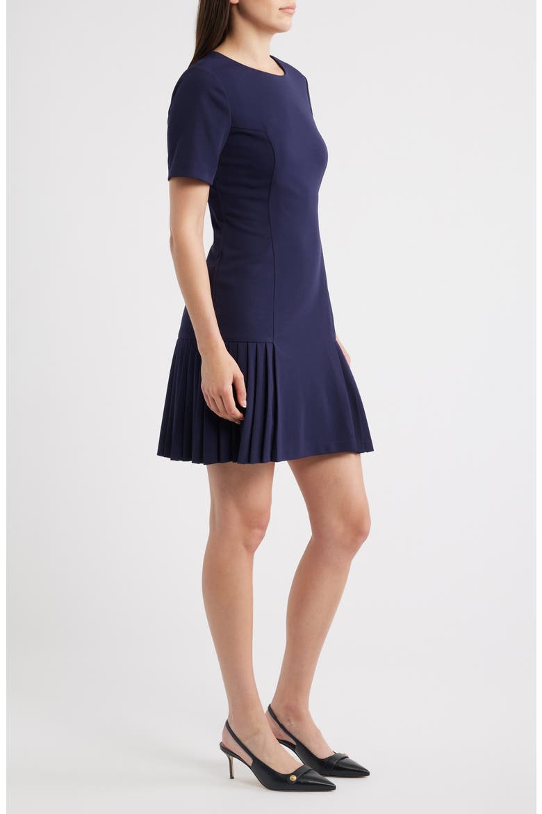Pleat Detail Short Sleeve Dress, Alternate, color, NAVY