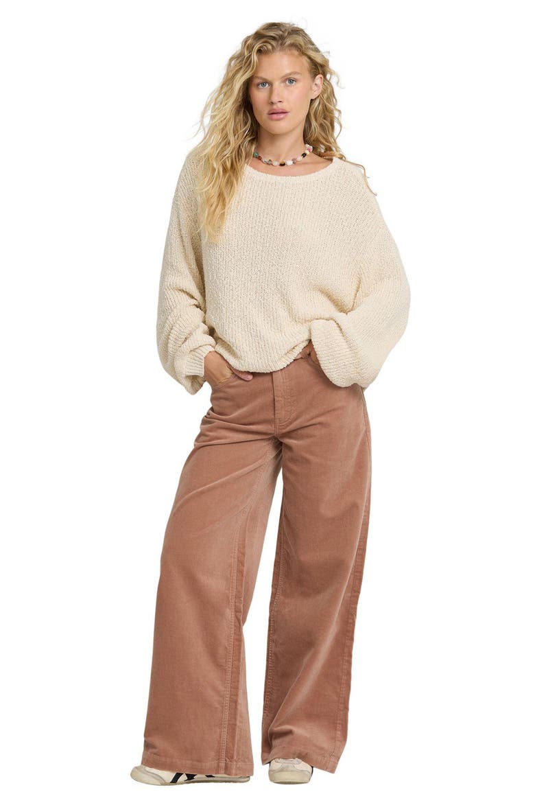Uncut High Waist Wide Leg Corduroy Pants, Alternate, color, SUGAR ALMOND