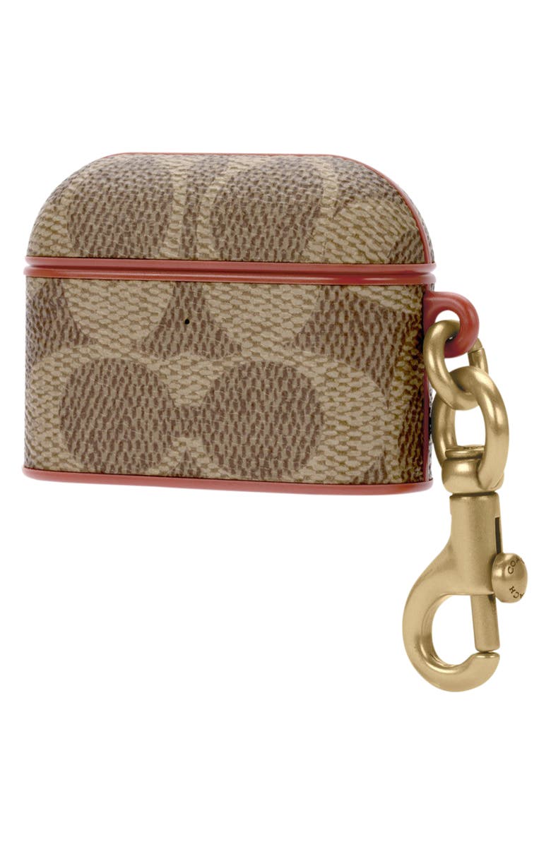 COACH Signature AirPods Pro Case, Main, color, Signature Tan