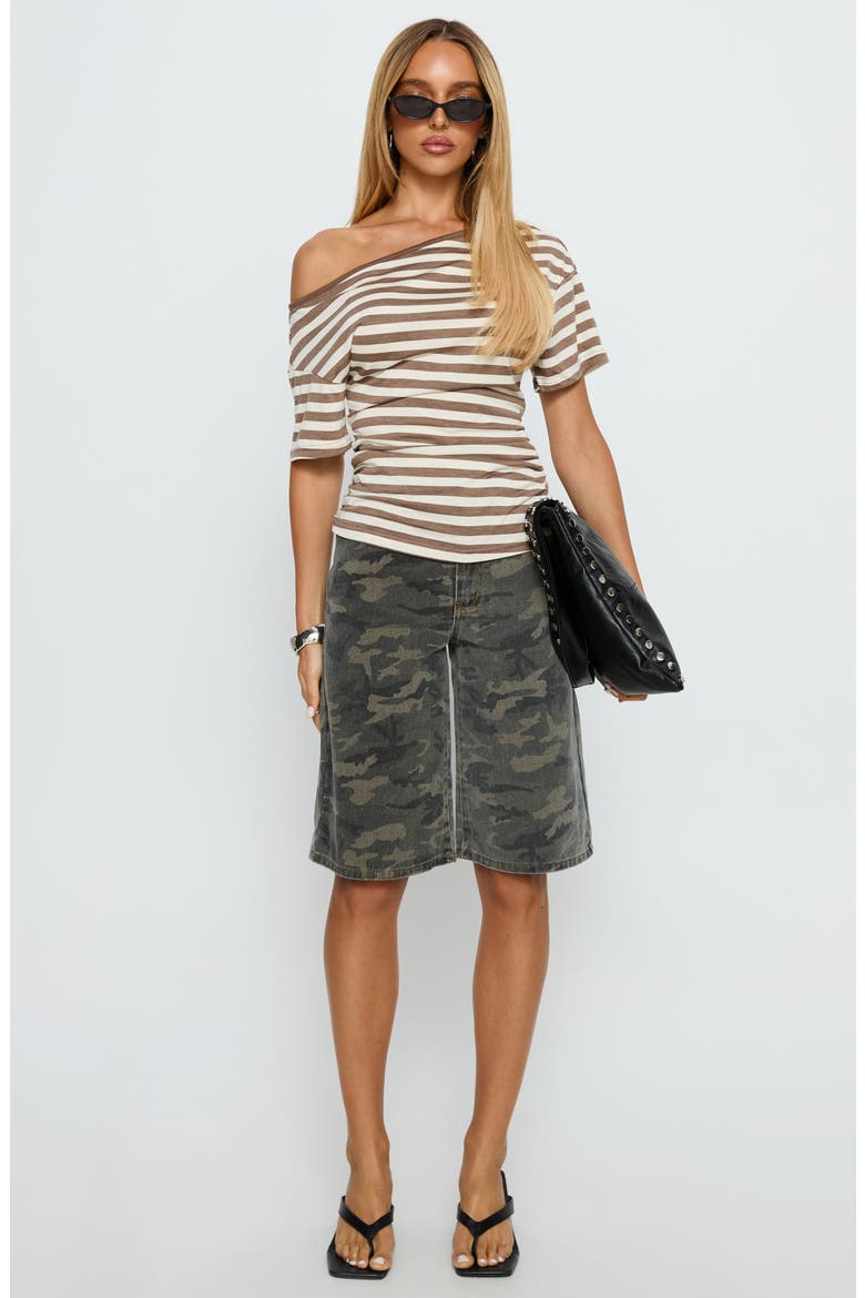 Emlynn Stripe One-Shoulder Top, Alternate, color, BROWN STRIPE